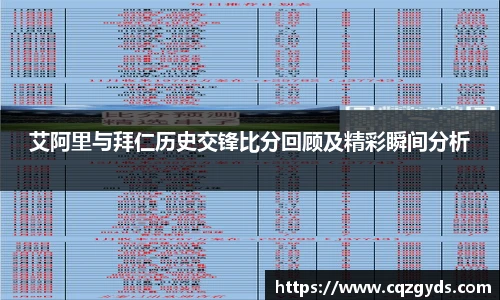 艾阿里与拜仁历史交锋比分回顾及精彩瞬间分析